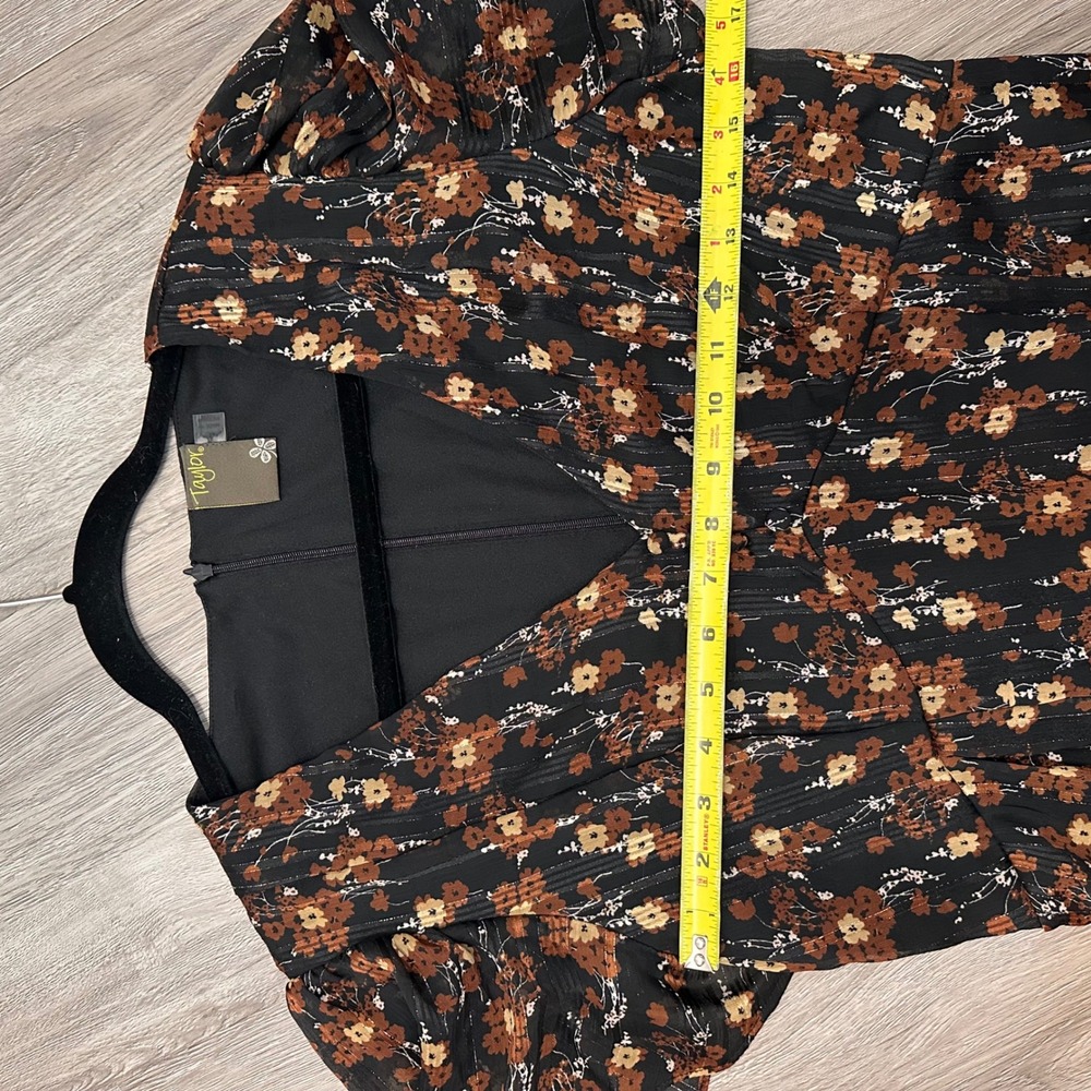 NWT Taylor Dresses Womens Size 10 Black/Nutmeg Floral Print V-Neck Cottagecore - Picture 9 of 11